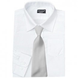 Boys White Formal Shirt & Silver Tie